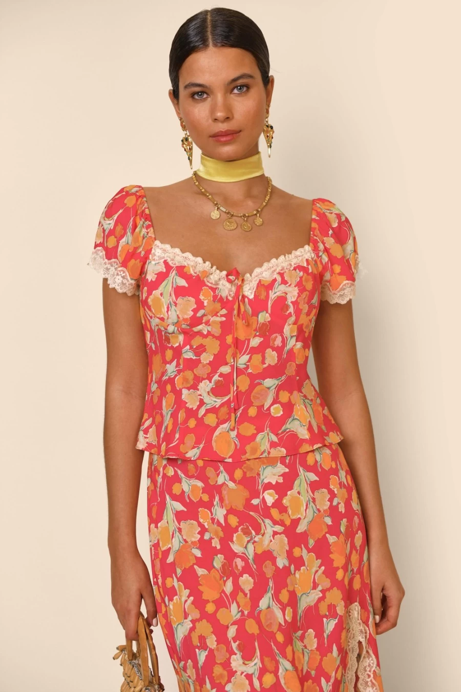 RIXO Women's Fontainhas Floral Coral Rosella Floral Print Dress