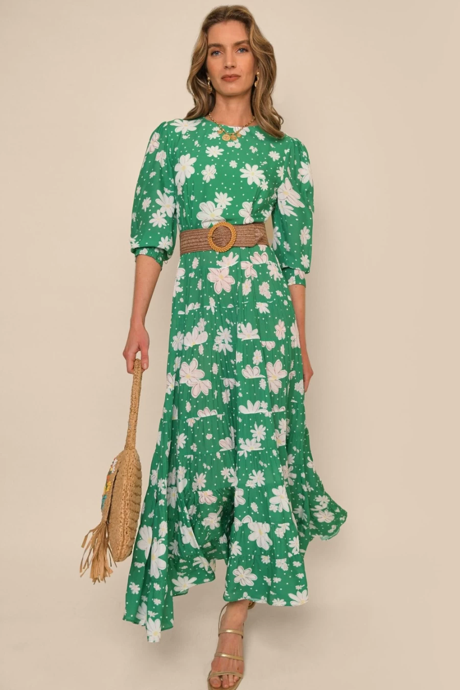 RIXO Women's Green Daisy Dream Floral Dress - Kristen Style