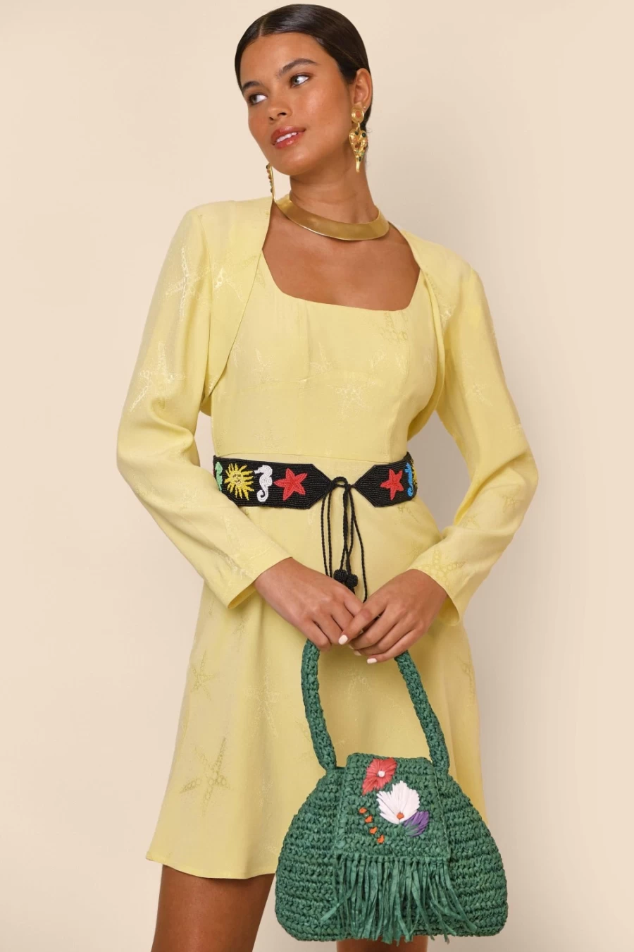 RIXO Women's Starfish Jacquard Lemon Ronan Top