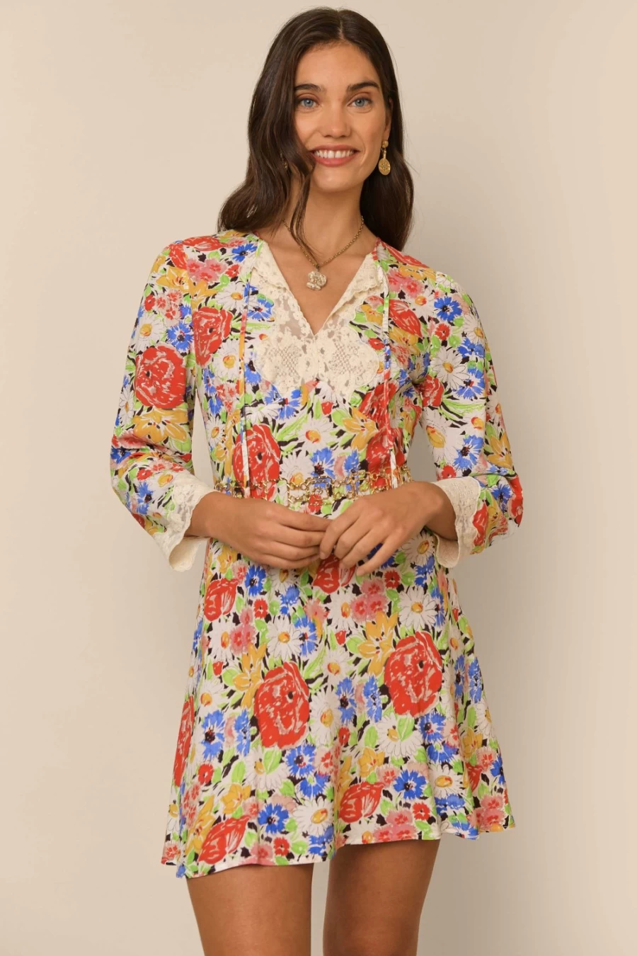 RIXO Women's Abrielle Dress - Multi Spring Meadow Floral Print