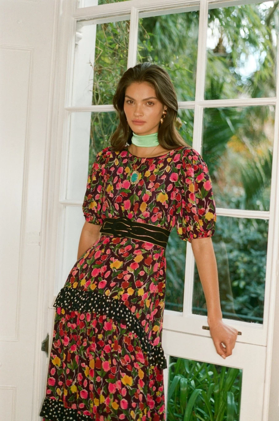 RIXO Women's Catalina Dress in Black And Gold - Elegant Floral Print & Feminine Silhouette